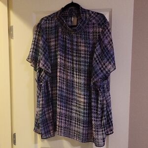 Torrid Black and Pink Patterned Blouse